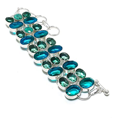 Bracelet en argent sterling et topaze bleue suisse véritable, éclat luxueux