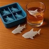 Shark Ice Cubes Reusable Trays Silicone Easy-Release and Flexible Trays for Freezer, Whiskey, Cocktail, Stackable Flexible and Reusable & Easy Release BPA Free (Blue)