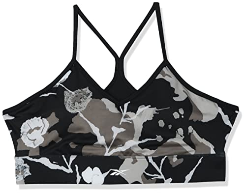 Image of Reebok Women's Satin 91% PES /9% El-Interlock-Hydrophilic Finish /Print-Digital Sublimation-Disperse Classic Workout Sports Bra
