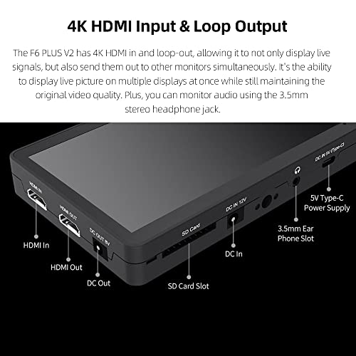 FEELWORLD F6 PLUS V2 6-inch On-Camera Field Monitor HDMI IPS 1920x1080 Screen with 3D LUT Touch 4K monitor Support 4K HDMI Input Output Tilt Arm - Image 5