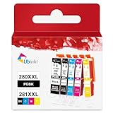 Ubinki 5 Pack 280 281 XXL Ink Cartridges Replacement for Canon PGI 280XXL/281XXL 280XL 281XL to TR8620a TR8620 TR8520 TR8600 TR7520 TS702a TS9520 TS9521C TS6120 TS6220 TS9120 TS6320 TS8220 Printer