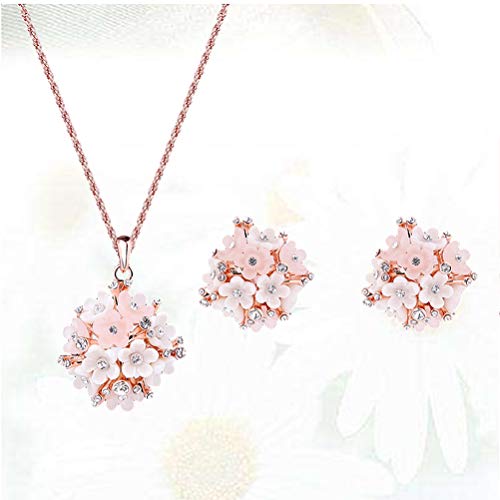Conjuntos de joias para mulheres e meninas, conjunto de brincos de flor rosa