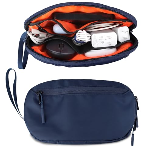 Teskyer Organizador Cables Viaje - Portátil, Impermeable, Diseño Compacto, Organizador de Viaje, Accesorios de Viaje, 23 x 13 x 5 cm, Azul