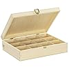 LAUBLUST Große Teebox aus Holz 12 Fächer – ca. 29 x 22 x 8 cm, Natur – Teekiste mit Schnappverschluss | Teebeutelspender…