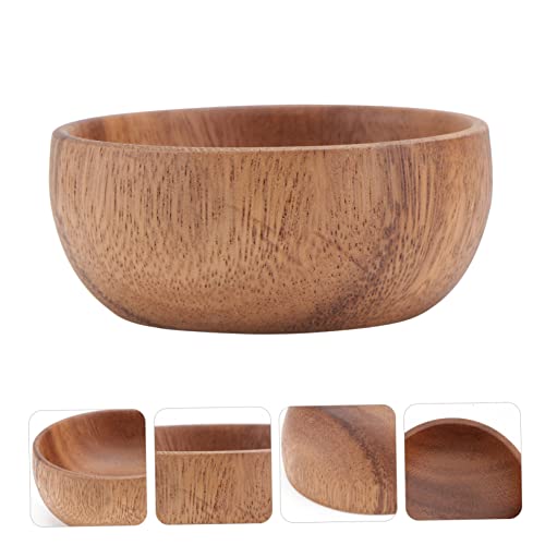 Hemoton Salad Bowl 1Pc Acacia Fruit Trays Candy Containers Mixed Nuts Wooden Decorative Bowl Cereal Bowl Coconut Salad Bowl Salad Plate Wooden Food Dish Kitchen Plate Fruit Tray Key #TOP7