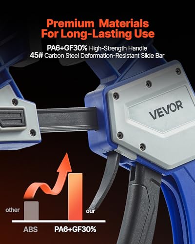 Image of VEVOR Bar Clamps for Woodworking, 2-Pack 24 inch One-Handed Clamp /Spreader, Quick-Grip F-Clamp with 340 lbs Load Limit, Premium Plastic and Carbon Steel, for Woodworking Metal working, Blue + Black