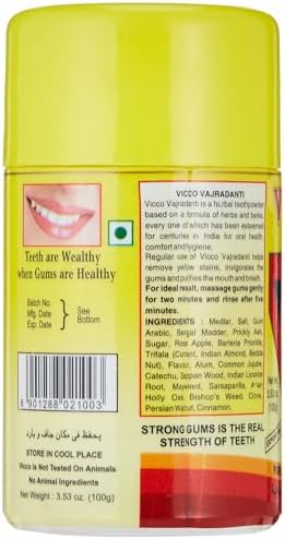 Vicco Vajradanti Ayurvedic Toothpowder Powder -Oral Care, 100g
