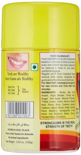 Vicco Vajradanti Ayurvedic Toothpowder Powder -Oral Care, 100g