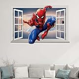 Spaiderman Wall Decal Realistic 3D Superhero Wall Sticker, Children's Vinyl Mural for Kids Bedroom L