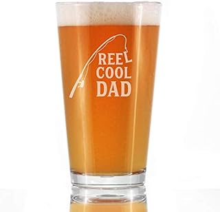 Reel Cool Dad - 16 oz Pint Glass for Beer - Funny Fishing
