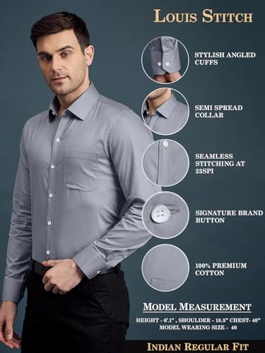 Image of LOUIS STITCH Men's Regular Fit Formal Shirts for Men (ST-S1-CF-900 (1))
