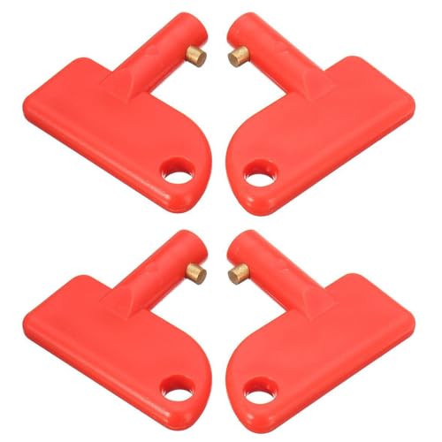 CRLLDPM 4 Pezzi Interruttore Batteria per Auto, Universale Chiave Interruttore Batteria, Chiave di Ricambio Stacca Batteria, Chiavi di Isolamento Batteria, Isolatore Tagliate Batteria (Rosso)
