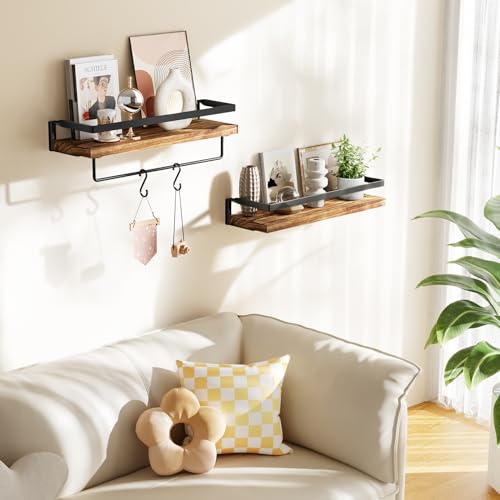 AMADA HOMEFURNISHING Rustic Floating Shelves Wall Mounted Rustic Brown by AMADA HOMEFURNISHING - Image 6