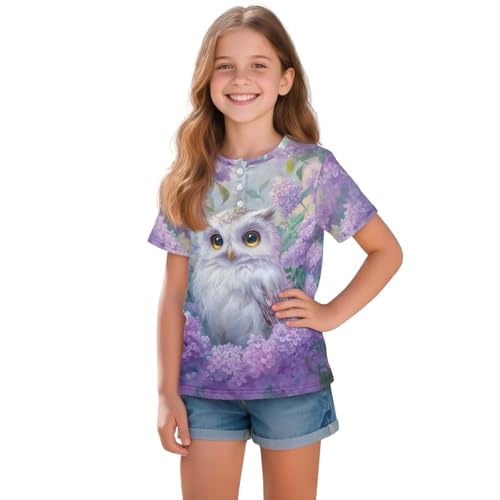 Kids Henley Shirts 2-16Y Girls Summer Casual Button Down Short Sleeve Tshirt Novelty Tops for Outdoor School