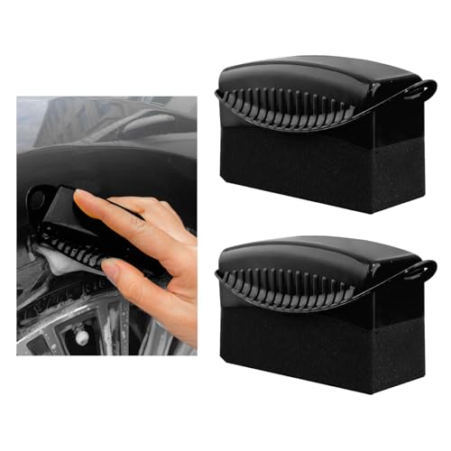 Sylvil 2 PCS Tire Dressing Applicator, Car Tire Shine Applicator Polishing Sponge Pads with Lid, Waxing Polishing Cleaning Tools Wheel Applicator Foam, Detailing Car Accessories (Black)