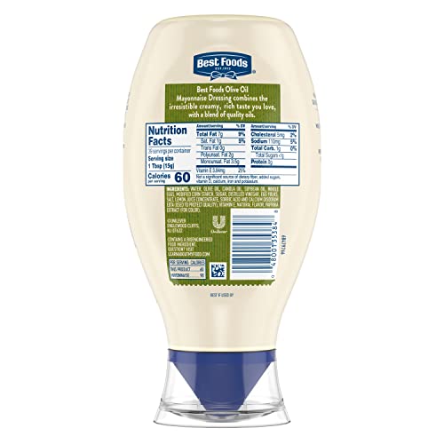 Image of Best Foods Mayonnaise Dressing Olive Oil Mayo Squeeze Condiment for Simple Meals Rich in Omega 3-ALA 20 oz (Pack of 2)