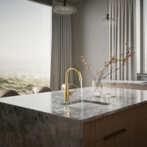 Image of Kohler 22034-2MB Simplice Single Handle Kitchen Bar Faucet, Prep Sink, Wet Bar Faucet, Vibrant Brushed Moderne Brass