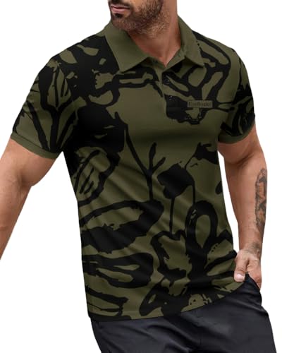 Image of Noble Monk Men's Cotton Regular Fit Polo Neck Printed Half Sleeve T-Shirt