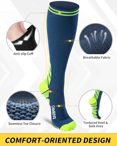 CAMBIVO Kompressionsstrümpfe Damen Herren 3 Paar, Stützstrümpfe, Compression Socks, Kompressionssocken, Thrombosestrümpfe für Erholung, Laufen, Reise, Shifahren, Schwangerschaft, Alltag