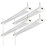 (4 Pack) Linkable LED Shop Light with Pull Chain, 40W (120W Equivalent) 5000K Daylight 4000 Lumens UL & Energy Star, 4FT Indoor Utility Lights for Garage, Workshop, Basement