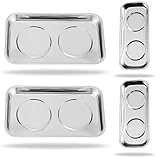 4-Piece Magnetic Tray Set (5.9" x 2.5" / 9.5 x 5.4" Square), Magnet Tool Trays Parts Holder, Best Gi