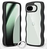 Yungsome For Google Pixel 10A ケース クリア 耐衝撃 ピクセル 10A スマホケース 女性用 女子向け 人気 カバー 薄型 軽量 透明 TPU ストラップホール付き (ブラック)