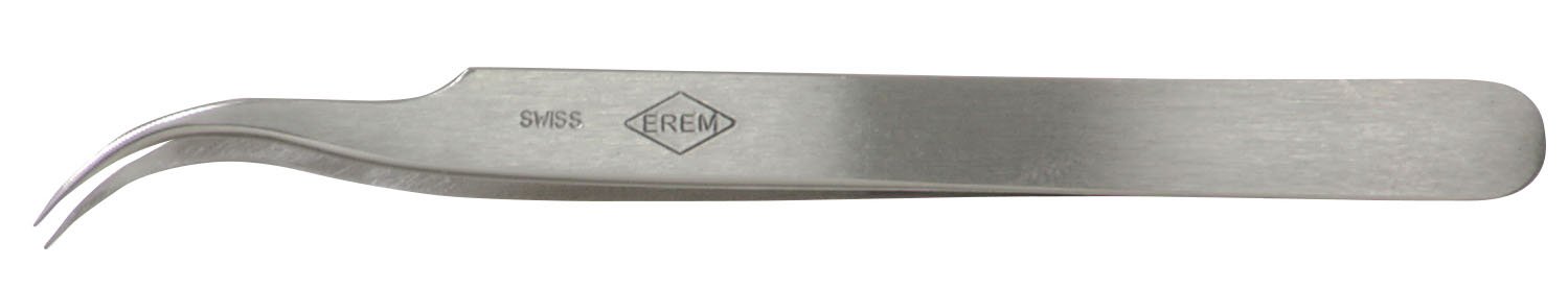 Erem 7SA Stainless Steel Curved Micro Point Anti Magnetic Precision Tweezer, 4.75" Overall Length