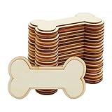 24-Pack Unfinished Wood Dog Bone Cutout - 4.1 x 2.2-Inch Shaped Wood Pieces for Kids DIY Craft, Dog House Decoration