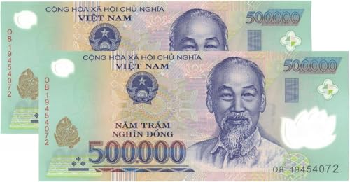 2 x 500K VND - Total 1 Million Dong - 500 000 Dong UNC Uncirculated 100% Authentic Banknote Polymer