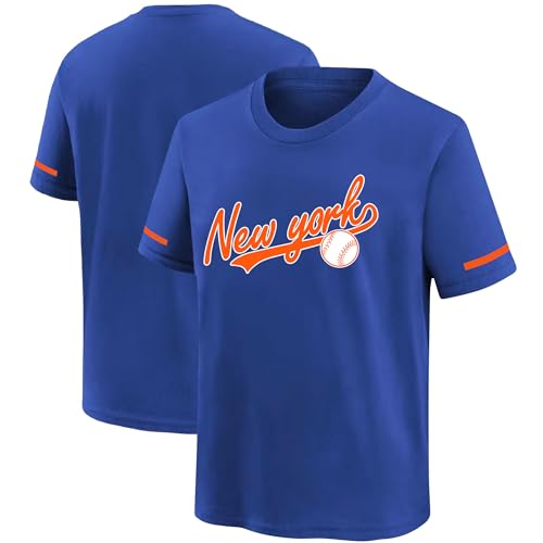 INAOO New York T-Shirt Crewneck Blue Short Sleeves for Youth Gifts XL