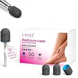 LALILL Schleifkappen LUX 50 Stück – Grafit Fräskappen für Nagelfräser – Maniküre, Pediküre & Podologie – Aufsätze für Fußpflege, Hornhautentfernung, Nagelmodellage, 13mm 80er Körnung