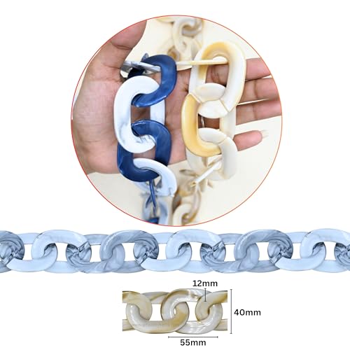Image of SATRA TRADERS Acrylic Chains | Size : H-40mm W-55mm | Qty :1mtr | AC23 | Blue
