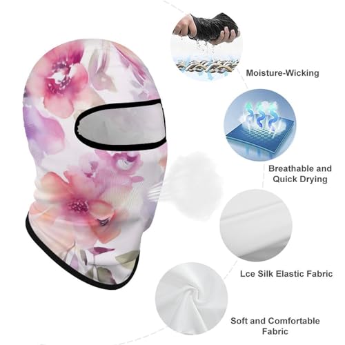 Balaclava con diseño floral en acuarela y púrpura para hombres y mujeres, protección solar, transpirable, máscara facial de cabeza completa para senderismo, ciclismo, running y conducción miniatura 3