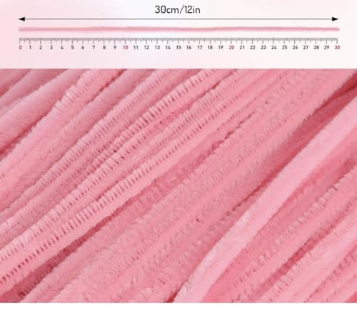 Image of Chenille Pipe Cleaners, Pink, 100 Pieces, DIY Craft Supplies