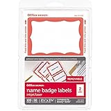 Office Depot(R) Brand Name Badge Labels, 2 11/32In. X 3 3/8In, Red Border, Pack of 100