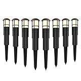 Malibu 8PK Bollard Landscape Lighting Kit 1.1W LED Low Voltage Pathway Light 22 Lumen 2900K Warm White Outdoor Hardwired Walkway Lights Aged Iron Black Finish Metal Path Lights with Connectors, Stakes