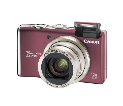 Canon PowerShot SX200 IS Digitalkamera (12 MP, 12-fach opt. Zoom, 7,6cm (3 Zoll) Display) rot