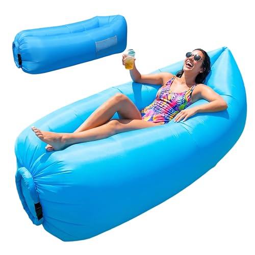 Sofá inflable portátil impermeable saco de dormir con bolsillos exteriores 2
