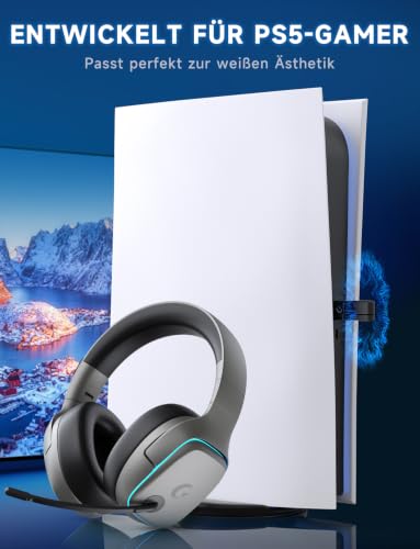 Gvyugke Wireless Gaming Headset für PS5, PS4, PC, Switch, Mac, Handy, Grau – Ansicht 2