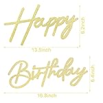 Happy Birthday Sign for Backdrop - Glitter Felt Happy Birthday Letter Sign for Balloon Arch Birthday Party Balloon Arch Backdrop Decorations for Birthday Party Baby Shower - Gold - Image 2