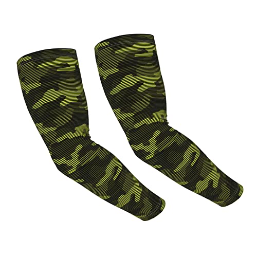 Verde Militare Camouflage Senza Cuciture Modello Strisce Unisex Protezione Solare UV Manicotti Del Braccio 19 Pollici Raffreddamento Seta Del Ghiaccio Copertura Del Braccio Per Sport Giardinaggio Fa