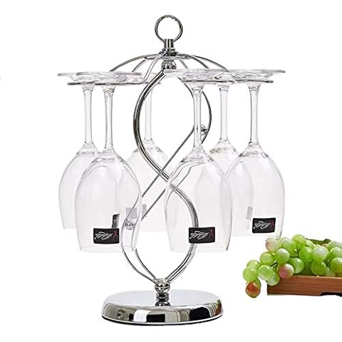 FIAMER Countertop Wine Glass Holder Stemware Rack Air Drying System Kitchen Bar Storage Rack Desktop Goblet Storage Rack Metal Glasses Display Stand… (15in*10.6in*5.9in) Cover