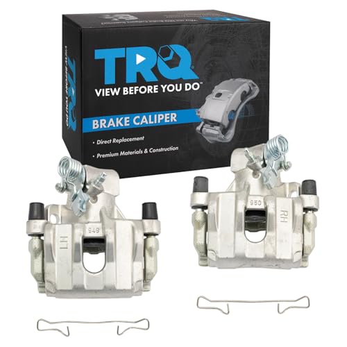 Image of TRQ Rear Driver and Passenger Side Brake Caliper Set Caliper Brackets Hardware Compatible with 09-13 Mazda 3 i
