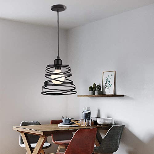 Suspension vintage en métal et corde E27 de 20cm pour déco rétro