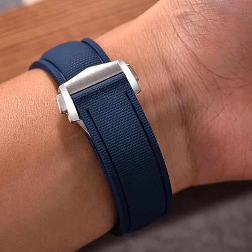 Image of WAMD Vector FKM Rubber Watch Strap 20mm 22mm - No Loop Deployment Clasp - Premium Fluoroelastomer Replacement Band.