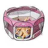 8 Pannelli , 115cm x 61cm AQPET Box per Animali Cani e Gatti Cuccioli recinto Pieghevole Tessuto Impermeabile (Rosa, Rosa)