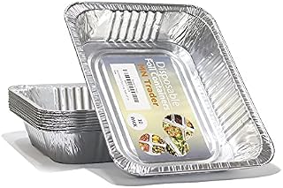 MN Trader 10-Pack Aluminium Large Foil Trays 32 x 26 cm, Catering Trays Takeaway Foil Food Containers for Cooking Food Storage BBQ, Baking Trays Perfect for Roasting Baking Broiling and Freezing