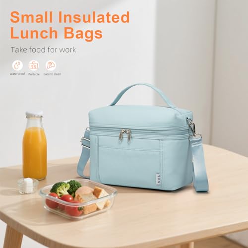 Image of NOL Natural Organic Lifestyle Insulated Lunch Bags for Women Cooler Bag Lightweight Nylon Waterproof Lunch Box For Work (Small, Light blue)