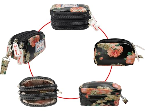 Small Printed Nylon Wristlet Wallet Women 3 Zipper Clutch Detachable Strap Water Resistant Coin Purse Gift (STYLE 3)3