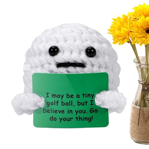 Hogvinnatil Crochet Positive | Bola de golf inspiradora de ganchillo, juguete de peluche y motivación para oficina, habitación de estudiantes, escuela, Navidad, día de San Valentín graduación